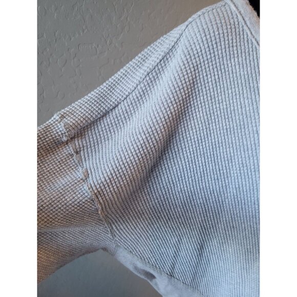 Offline by Aerie Gray V-Neck Waffle Knit Size L Oversized Y2K 90s Casual Boho - Picture 3 of 10